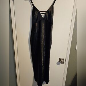 Nasty Gal Black Satin Cutout Dress